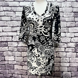 Soft Surroundings Black & White V-Neck Dress Size XS - Picture 1 of 7