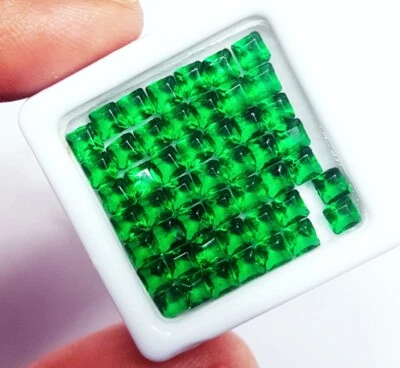 Loose Gemstone Zambian Approx 2x2 MM Emeralds Lot 50 Pcs Square P336 - Image 1 of 4