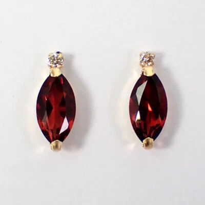[Novo] Brincos K18 granada rodolita diamante marquês [i6-4] - Imagem 1 de 4