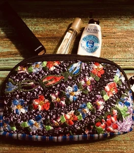 New Handmade & Crafted Small Embroidered Metallic Cosmetic Clutch Wallet Bag - Picture 1 of 3