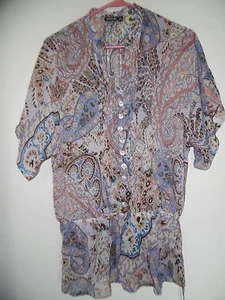 APT. 9 Short Sleeve Paisley Lightweight Peplum Tunic top, Shirt Women's Small - Imagen 1 de 3