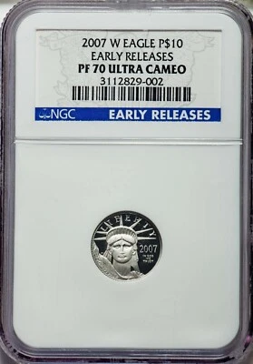 2007-W Platinum 1/10 oz.  American Eagle - EARY RELEASES - NGC PF70 ULTRA CAMEO. - Image 1 of 2
