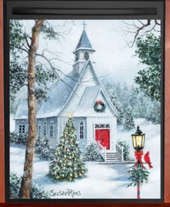Christmas Decoration White Church Scene Kitchen Dishwasher Magnet Cover 23" x 26 - Picture 1 of 2