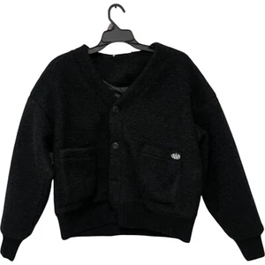 Zara DNWR Mens Sweater Size L Black Textured Boucle Cardigan 8281/363 NWOT - Picture 1 of 15