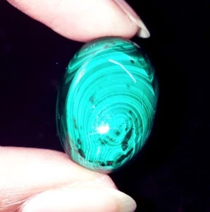 Loose Gemstone Natural Malachite Cabochon Certified 31.97 Ct Oval Cut Ring Gems - Picture 1 of 8