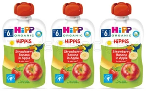 3 HIPP Organic Strawberry Banana in Apple Puree Dessert from 4 Months 100g 3.5oz - Picture 1 of 5