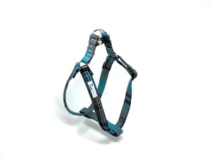 Turquoise and Grey Tartan Adjustable Dog Harness - Picture 1 of 4