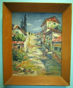 "Increíble pintura al óleo moderna vintage pintada a mano sobre madera enmarcada talla 20"" x 24" - Imagen 1 de 5
