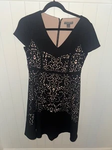 Pea in the Pod Black Black Cream Cutout Maternity Dress with Black Belt  - Small - Picture 1 of 5