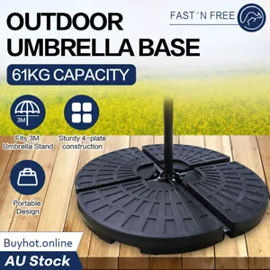 Outdoor Patio Umbrella Base Stand 4 Pcs Round Base Pod Plate Sand Water Filled - Picture 1 of 11