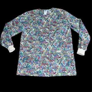 Camisa Chaqueta Médica Landau Verde Floral Flor Talla Pequeña Enfermera Veterinaria Tecnología Rayos X - Imagen 1 de 8
