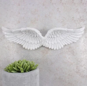 Hanging Angel Wings Wall Decor Luxe White Sparkling Home Ornaments 30cm - Picture 1 of 3