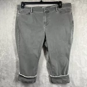 J Jill Womens Size 16P Denim Pants Gray Cropped Cuffed Authentic Fit Stretch - Picture 1 of 14