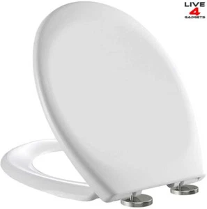 Soft Close Toilet Seat White Bathroom Oval Heavy Duty Universal Hinges Anti Slam - Picture 1 of 10