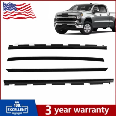 Fit For Chevy Truck Inner & Outer Window Sweep Felt Seal Weatherstrip Kit 4Pcs - Image 1 of 4