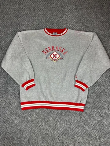 Vintage Midwest Embroidery Nebraska Huskers Sweatshirt Adult Size XL Gray Cover