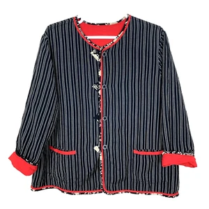 Koos Of Course Womens Jacket 3X Red Black Linen Rayon Reversible Art To Wear - Picture 1 of 13