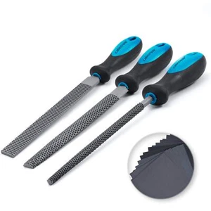 Wood File Rasp Set 3 Pack 28 Sandpapers Round Half-Round Flat Woodworking - Picture 1 of 7