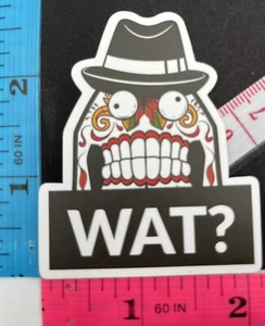 Sugar Skull WAT? Vinyl Decal StickerBomb Laptop Skateboard Waterproof Deco PWE - Picture 1 of 4