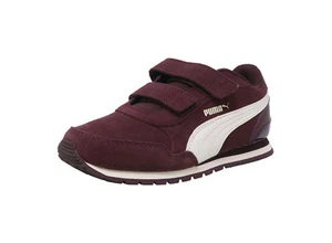 PUMA Runner V2 Straps Soft Foam Burgundy Maroon Little Girls Kids Suede Shoes - Picture 1 of 7