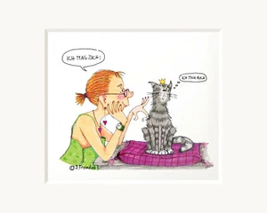 Bild | Katze Ich mag Dich | Passepartout Kunstdruck Wandbild | Katzenliebe 30 cm - Bild 1 von 1