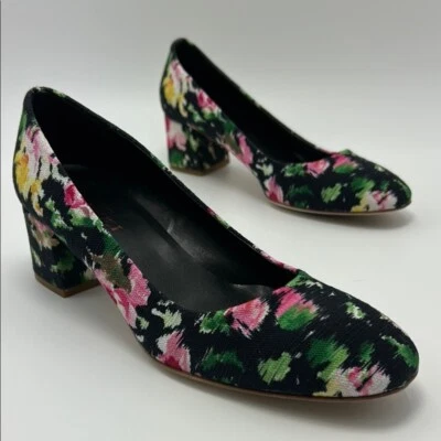 Zapatos de salón Sesto Meucci Rentalta para mujer 9,5 N florales bloque tacones negro rosa punta redonda Foto 1 de 4