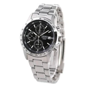 Reloj Hombre SEIKO Cronógrafo SND367PC Negro Plata NUEVO 🔥Japón - Imagen 1 de 8