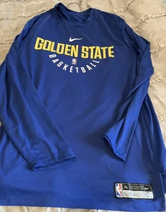 GOLDEN STATE WARRIORS Basketball NIKE Dri Fit XL Long Sleeve NBA Blue Shirt - Picture 1 of 4