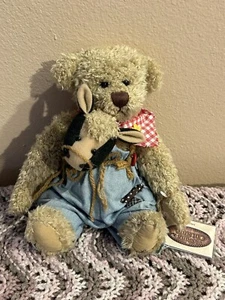 Rare Vintage Ganz Cottage Bear Artist Lorraine Chien Retired 9” Johnny with Cow - Picture 1 of 7