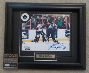 Signed Felix Potvin Toronto Maple Leafs 10x8 Photo in Frame Hextall