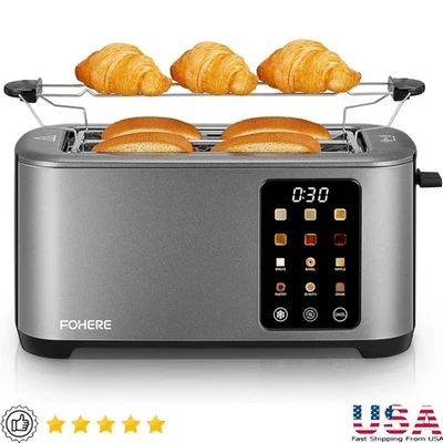 4 Slice Digital Toaster LCD Display 6 Browning Settings Defrost Reheat Bagel New - Image 1 of 4