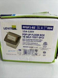 Leviton Pop-Up Floor Box+15Amp Tamper-PFGF1-BZ - Picture 1 of 5