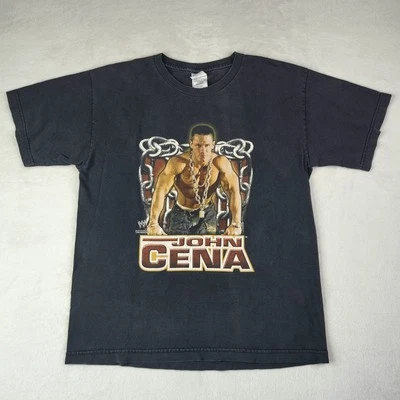 Vintage WWE 2005 John Cena Chain Gang Soldier T-Shirt Youth Size XL Y2K Black - Image 1 of 4