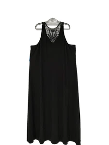 Lane Bryant Woman's Black Lace Accent Maxi Dress Size 22/24 Stretch Flowy Slinky - Picture 1 of 12