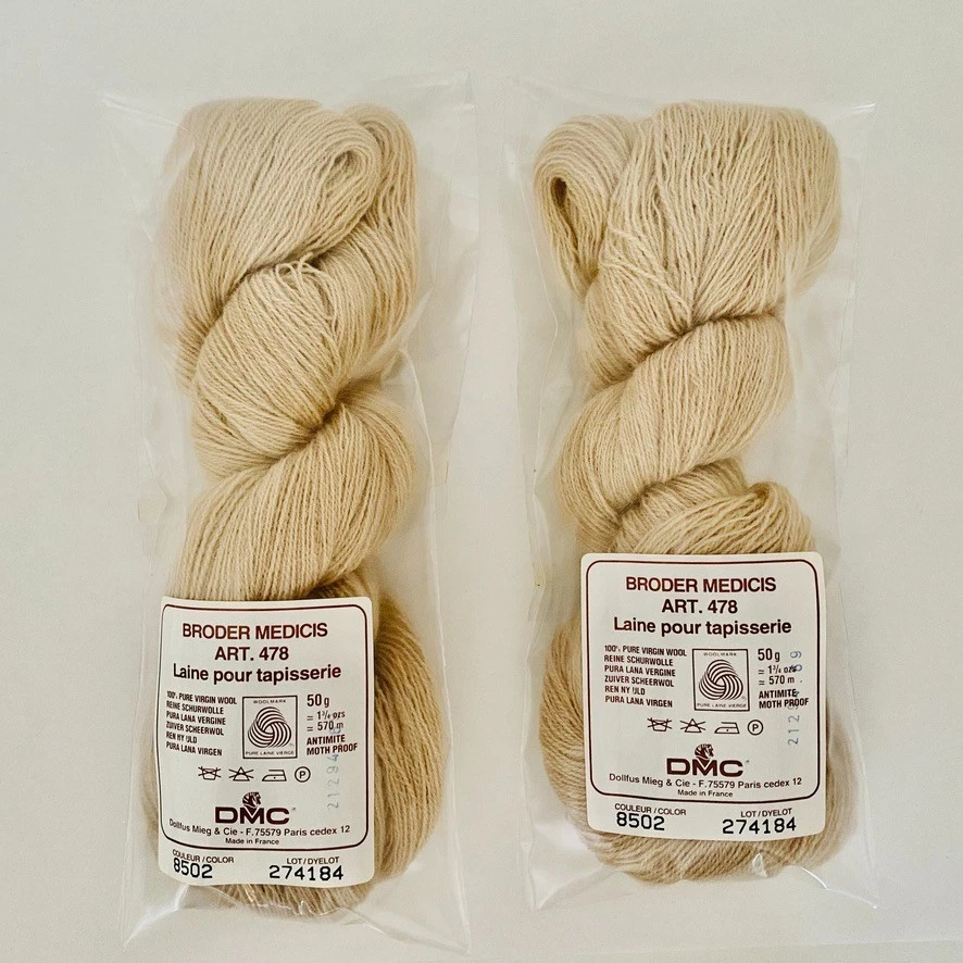 DMC Broder Medicis Tapestry 100% Wool Beige 8502 NOS French 50g Threads 2 Hanks - Image 1 of 4