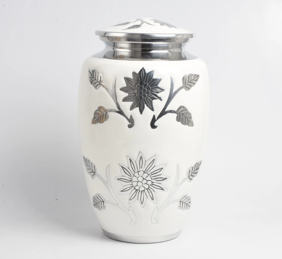 Engraved Aluminium Urn for Adult Ashes – Sunflower Funeral Cremation Keepsake - Image 1 of 1