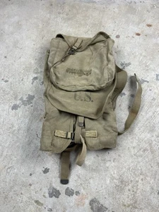 Borsa in tela militare USA vintage 1941 sopra chiusura pieghevole - Foto 1 di 6