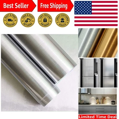 Transform Your Space with 17.7" x 118" Silver Metallic Wallpaper - DIY Friendly - Image 1 of 4