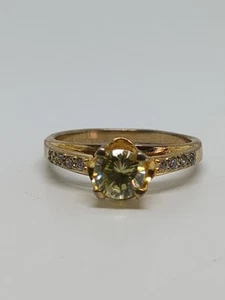 Gold Plated Sterling Silver 925 Yellow CZ Ring Size 7 - Picture 1 of 8