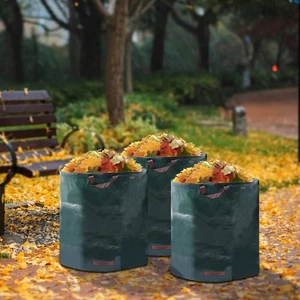 3 Pack 32 Gal Reusable Yard Waste Bags For Garden Lawn To Loading Leaf Trash - Picture 1 of 13