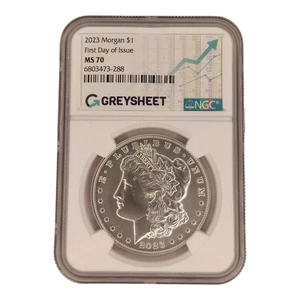 2023 Morgan Silver Dollar NGC MS 70 First Day of Issue Greysheet NGC Label 13A - Picture 1 of 3