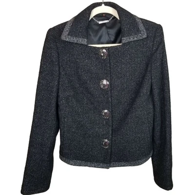 Blazer Elie Tahari Mujer Lana Virgen Alpaca Talla S Clásico Preppy Tranquilo Lujo Foto 1 de 4