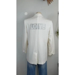 Zadig & Voltaire Ivory Blazer | Rhinestone LOVE Design | Women's Jacket | Sz 42 - Picture 1 of 6