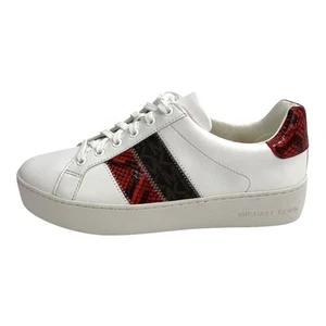 Michael Kors Poppy Women’s Sneakers Snake Embossed Leather Lace Up Size 8M - Picture 1 of 11