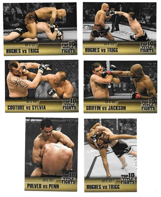 Lot: 6 2011 Topps UFC Title Shot Top 10 Title Fights Couture Hughes Trigg Pulver - Image 1 of 2