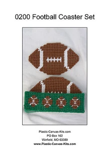 Football Coaster Set-Plastic Canvas Pattern or Kit - Picture 1 of 1
