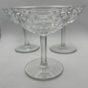 Fostoria American Clear Sherbet Glasses Set of 3 Vintage Round Stem Coupe - Picture 1 of 4