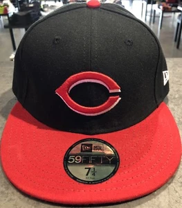 Gorra ajustada New Era Reds en negro/rojo talla 7 1/4 ¡NUEVO CON ETIQUETAS 100% auténtico! - Imagen 1 de 9