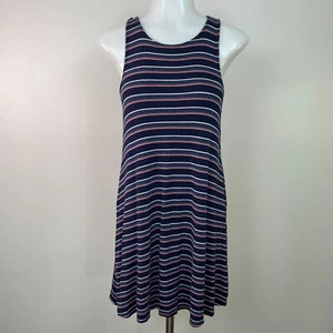 Abercrombie & Fitch Dress Small Striped Navy Blue Pink Sleeveless Stretch Casual - Picture 1 of 10