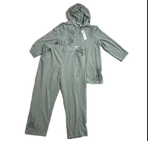 Chico's Weekends Vetiver Embroiderd Crop Pants Jacket 2 Pc Set Outfit NWT NEW - Picture 1 of 5